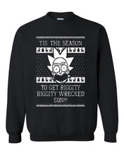 Load image into Gallery viewer, christmas is the season to get riggity christmas sweater xmas crewneck sweatshirt tee