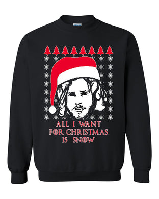 christmas all i want for christmas is snow santa ugly christmas sweater xmas crewneck sweatshirt tee