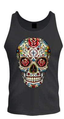 sugar skull roses eyes day of the dead mexican gothic los muertos teetee tank top