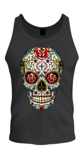 sugar skull roses eyes day of the dead mexican gothic los muertos teetee tank top