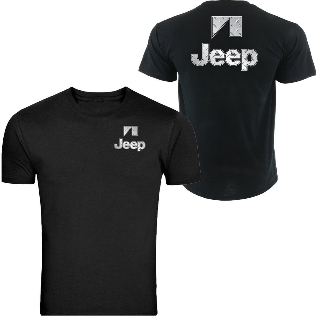 new silver metal jeep s - 5xl 4x4 off road t-shirt tee front & back