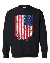 Load image into Gallery viewer, usa flag black crewneck sweatshirt tee