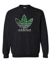 Load image into Gallery viewer, addicted weed leaf crewneck sweatshirt tee