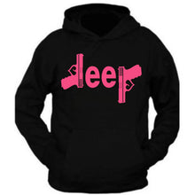 Load image into Gallery viewer, pink jeep gun hooded black sweatshirt 4x4 /// off road