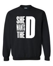 Load image into Gallery viewer, she wants the d dmaxx tee white d crew neck sweatshirt