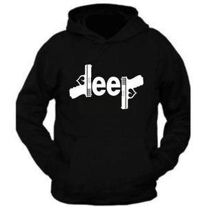 white jeep gun hooded black sweatshirt 4x4 /// off road