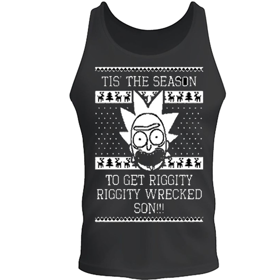 christmas tee is the season to get riggity christmas tee s -2xl black tank top